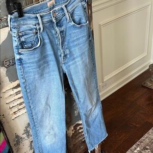 MOTHER Light Blue Denim Straight Jeans